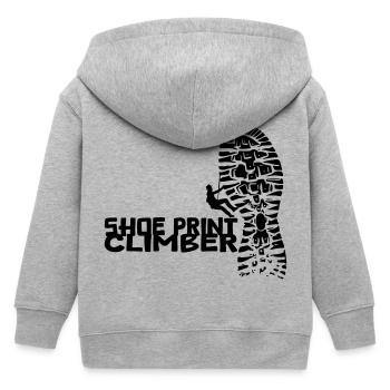Shoe Print Climber [Black] - Kids Organic Zip-up Hoodie by Stanley/Stella - heather grey - Back