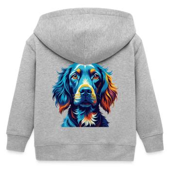 Boykin Spaniel Dog Breed Colorful Cartoon Kawaii - Kids Organic Zip-up Hoodie by Stanley/Stella - heather grey - Back