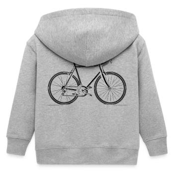 Bicycle Line Drawing - Kids Organic Zip-up Hoodie by Stanley/Stella - heather grey - Back