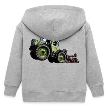 Grüner Traktor MB trac 1300 Hochstarter - Kinder Organic Kapuzenjacke Mini Cultivator von Stanley/Stella - Grau meliert - Hinten