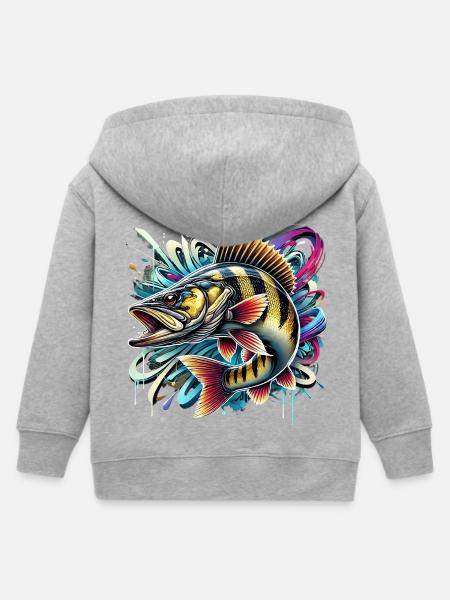 Dynamischer Zander - Kinder Organic Kapuzenjacke Mini Cultivator von Stanley/Stella - Grau meliert