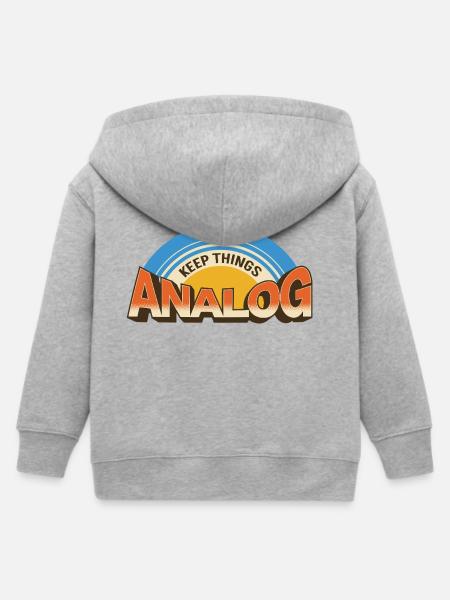 Keep Things Analog – Retro Tech-Statement - Kinder Organic Kapuzenjacke Mini Cultivator von Stanley/Stella - Grau meliert