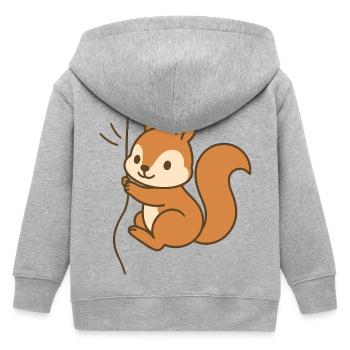 Écureuil blotti contre lui - Veste à capuche enfant bio Stanley/Stella - gris chiné - Dos