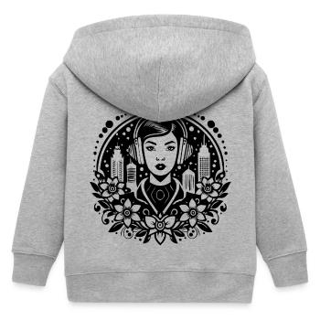 Melancholy calm silence – woman, headphones, pose - Kids Organic Zip-up Hoodie by Stanley/Stella - heather grey - Back