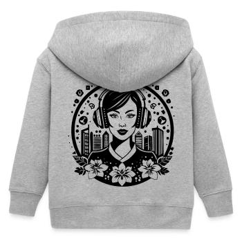 Streetwear – woman, headphones, hip-hop, cool - Kids Organic Zip-up Hoodie by Stanley/Stella - heather grey - Back