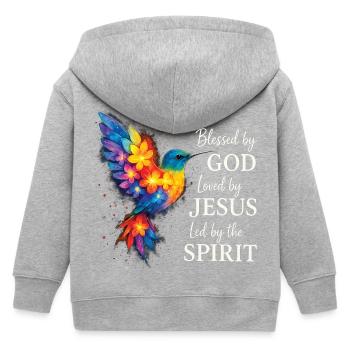 Geliebt von Jesus Christian Floral Kolibri - Kinder Organic Kapuzenjacke Mini Cultivator von Stanley/Stella - Grau meliert - Hinten