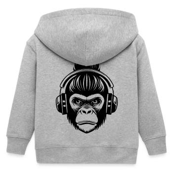 Nachtleben Affenkopf Klang Club Shirt - Kinder Organic Kapuzenjacke Mini Cultivator von Stanley/Stella - Grau meliert - Hinten
