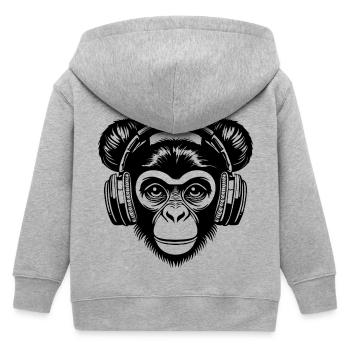 Skateboard Dutt Affe Street Kopfhörer Groove Shirt - Kinder Organic Kapuzenjacke Mini Cultivator von Stanley/Stella - Grau meliert - Hinten