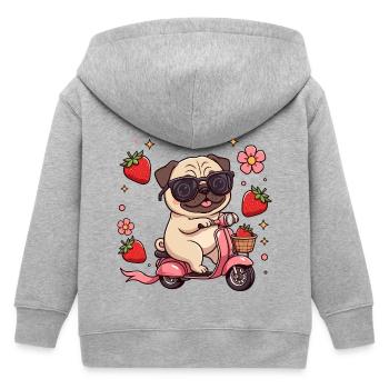 Cool Pug Scooter Fahrer Kawaii Sommerkunst - Kinder Organic Kapuzenjacke Mini Cultivator von Stanley/Stella - Grau meliert - Hinten