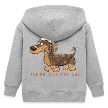 Dackel Weihnachten I Sleigh Your Own Way Dachshund - Kinder Organic Kapuzenjacke Mini Cultivator von Stanley/Stella - Grau meliert - Hinten