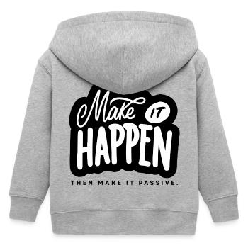 Make It Happen Typo Motivationsspruch - Kinder Organic Kapuzenjacke Mini Cultivator von Stanley/Stella - Grau meliert - Hinten