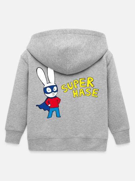 Simon Superhase Im Superheldenanzug Mit Schriftzug - Kinder Organic Kapuzenjacke Mini Cultivator von Stanley/Stella - Grau meliert