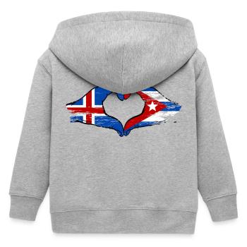 Islande, drapeau Cuba, mains de cœur - Veste à capuche enfant bio Stanley/Stella - gris chiné - Dos