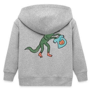 Kroko_mit_shirt - Kinder Organic Kapuzenjacke Mini Cultivator von Stanley/Stella - Grau meliert - Hinten
