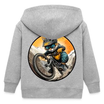 Katzen Bikerin / MTB Kätzchen - Kinder Organic Kapuzenjacke Mini Cultivator von Stanley/Stella - Grau meliert - Hinten