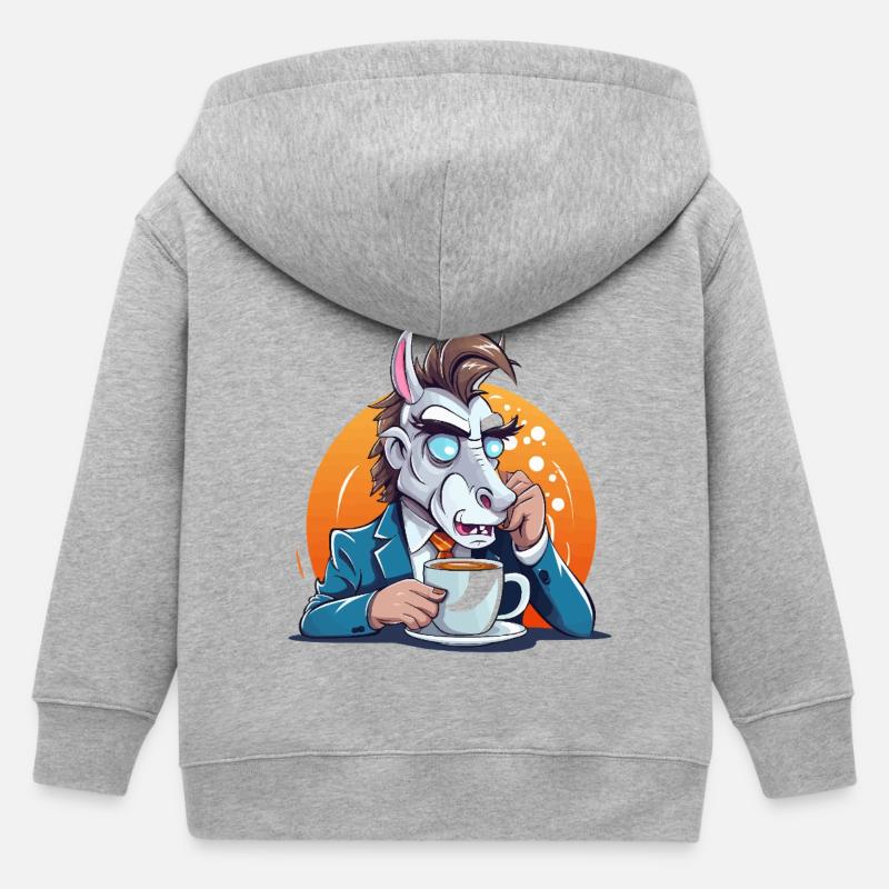 Âne de bureau buvant un café - Veste à capuche enfant bio Stanley/Stella - gris chiné