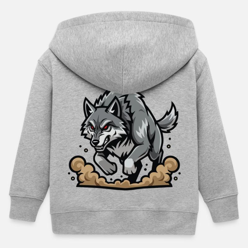 Loup Gris Sauvage Charge Mascotte Wolf Run - Veste à capuche enfant bio Stanley/Stella - gris chiné
