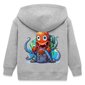 Reise-Oktopus mit Weltkugel - Kinder Organic Kapuzenjacke Mini Cultivator von Stanley/Stella - Grau meliert - Hinten