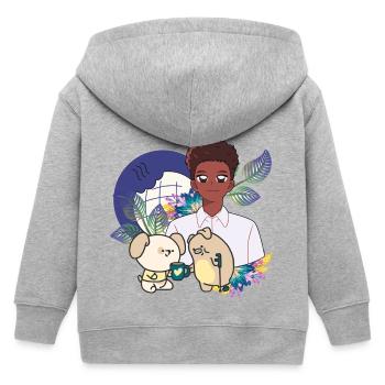 Anime-Junge und Tiere mit Krücken-Kunst - Kinder Organic Kapuzenjacke Mini Cultivator von Stanley/Stella - Grau meliert - Hinten
