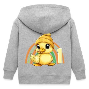 1. Geburtstag Ente Regenbogen Süß Niedlich - Kinder Organic Kapuzenjacke Mini Cultivator von Stanley/Stella - Grau meliert - Hinten