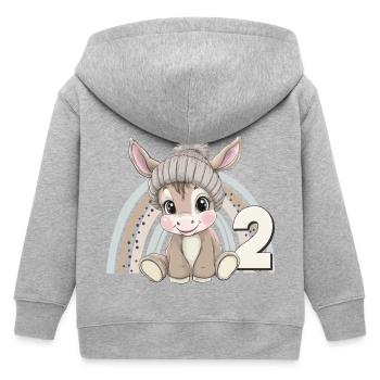 2. Geburtstag Esel Regenbogen Süß Niedlich - Kinder Organic Kapuzenjacke Mini Cultivator von Stanley/Stella - Grau meliert - Hinten
