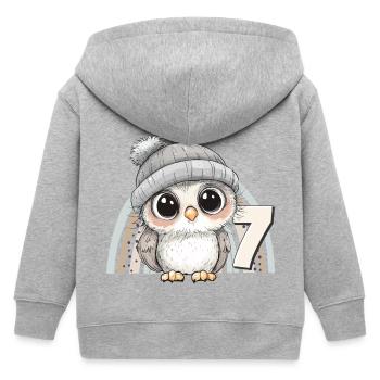 7th Birthday Owl Rainbow Cute Cute - Kids Organic Zip-up Hoodie by Stanley/Stella - heather grey - Back