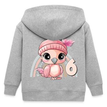 6ème anniversaire Flamingo Arc-en-ciel Mignon Mignon - Veste à capuche enfant bio Stanley/Stella - gris chiné - Dos