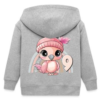 9ème anniversaire Flamingo Arc-en-ciel Mignon Mignon - Veste à capuche enfant bio Stanley/Stella - gris chiné - Dos