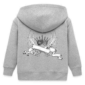 Wing with crown for own saying - Kids Organic Zip-up Hoodie by Stanley/Stella - heather grey - Back