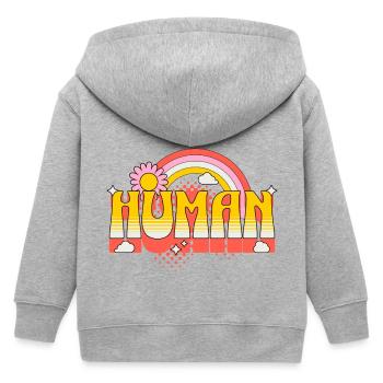 Human Mensch Regenbogen Blume Hippie Vintage Retro - Kinder Organic Kapuzenjacke Mini Cultivator von Stanley/Stella - Grau meliert - Hinten