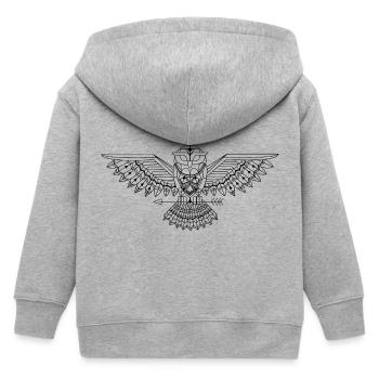 grafische Eule - Kinder Organic Kapuzenjacke Mini Cultivator von Stanley/Stella - Grau meliert - Hinten