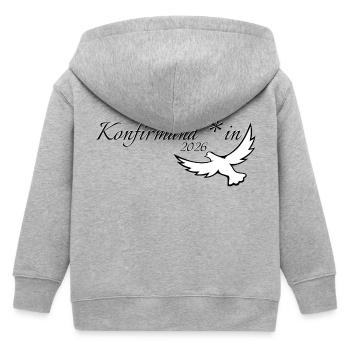 celebrate gender-equitable confirmation in 2026 Dove God - Kids Organic Zip-up Hoodie by Stanley/Stella - heather grey - Back