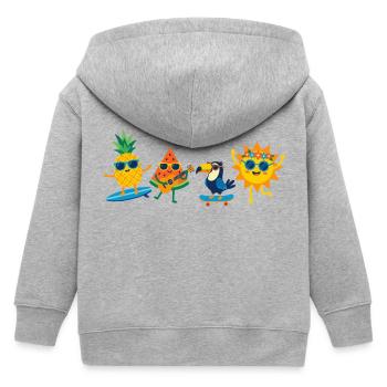 Tropische Sommer Cartoon Freunde Kinder Spaß Motiv - Kinder Organic Kapuzenjacke Mini Cultivator von Stanley/Stella - Grau meliert - Hinten