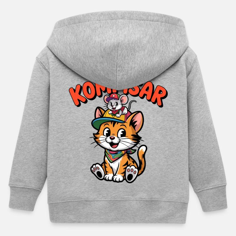 Amis et amis pour toujours – Chat et souris mignons - Veste à capuche enfant bio Stanley/Stella - gris chiné