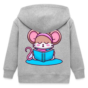 Leseratte Bücherwurm Maus - Kinder Organic Kapuzenjacke Mini Cultivator von Stanley/Stella - Grau meliert - Hinten