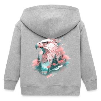 Adler Adlerkopf Natur Wildnis Wald Bäume Berge - Kinder Organic Kapuzenjacke Mini Cultivator von Stanley/Stella - Grau meliert - Hinten