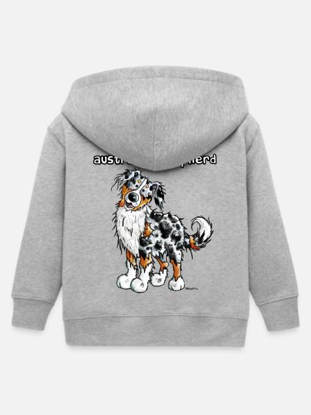 Süßer Australian Shepherd - Kinder Organic Kapuzenjacke Mini Cultivator von Stanley/Stella - Grau meliert