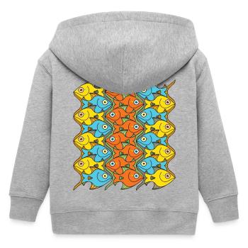 Something is Nicely Fishy Here! - Kids Organic Zip-up Hoodie by Stanley/Stella - heather grey - Back
