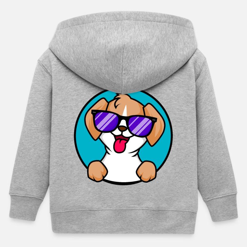 Mignon petit chien avec des lunettes de soleil - Veste à capuche enfant bio Stanley/Stella - gris chiné
