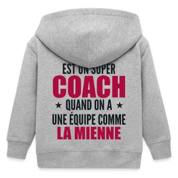 Un Super Coach Cadeau Entraîneur Sportif Humour - Veste à capuche enfant bio Stanley/Stella - gris chiné - Dos