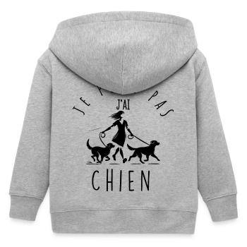 Je peux pas, j'ai chiens. - Veste à capuche enfant bio Stanley/Stella - gris chiné - Dos