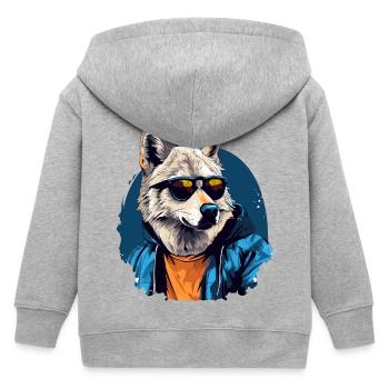 Streetstyle Polarwolf | Wolfsliebhaber - Kinder Organic Kapuzenjacke Mini Cultivator von Stanley/Stella - Grau meliert - Hinten