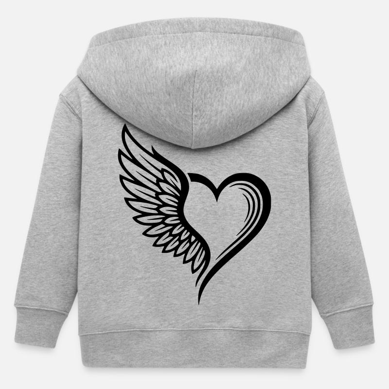 logo coeur ailes d'ange - Veste à capuche enfant bio Stanley/Stella - gris chiné