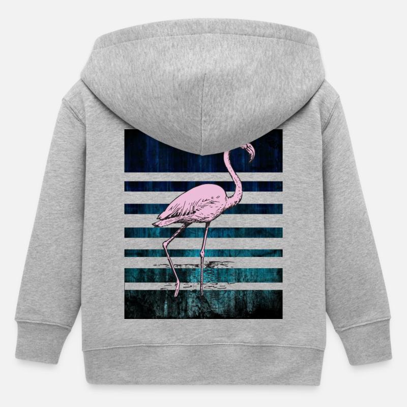 Flamant rose - Veste à capuche enfant bio Stanley/Stella - gris chiné