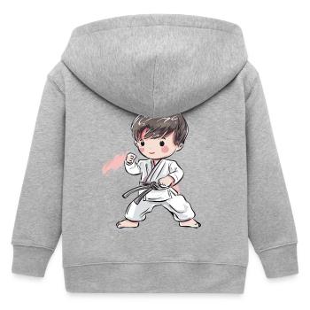 Karate Junge Comic Stil - Kinder Organic Kapuzenjacke Mini Cultivator von Stanley/Stella - Grau meliert - Hinten