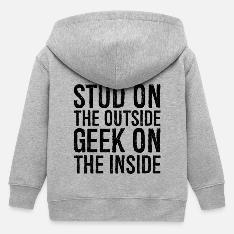 Ohrstecker außen, Geek auf der Innenseite - Kinder Organic Kapuzenjacke Mini Cultivator von Stanley/Stella - Grau meliert