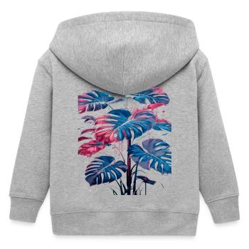 Retro Monstera Pflanze Neon Synthwave - Kinder Organic Kapuzenjacke Mini Cultivator von Stanley/Stella - Grau meliert - Hinten