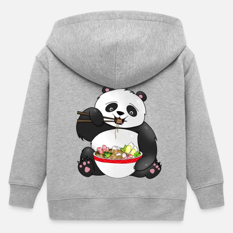 Panda mignon mangeant des nouilles - Veste à capuche enfant bio Stanley/Stella - gris chiné