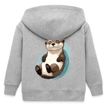 Satisfied otter smile in the water - Kids Organic Zip-up Hoodie by Stanley/Stella - heather grey - Back