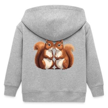 Zwillings Eichhörnchen Liebespaar - Kinder Organic Kapuzenjacke Mini Cultivator von Stanley/Stella - Grau meliert - Hinten